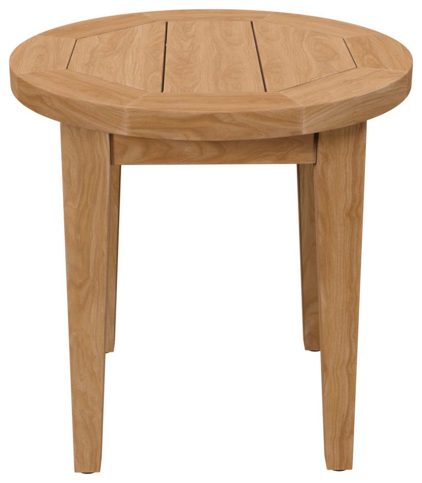 Lounge Coffee Side Table, Round, Brown Natural, Wood, Modern, Outdoor Patio