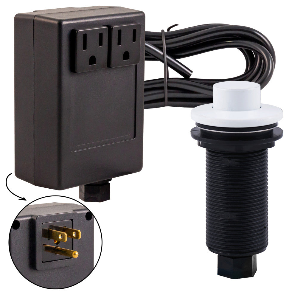 Raised Button Disposal Air Switch & Dual Outlet Control Box In Oil Rubbed Bronze, Powder Coated White