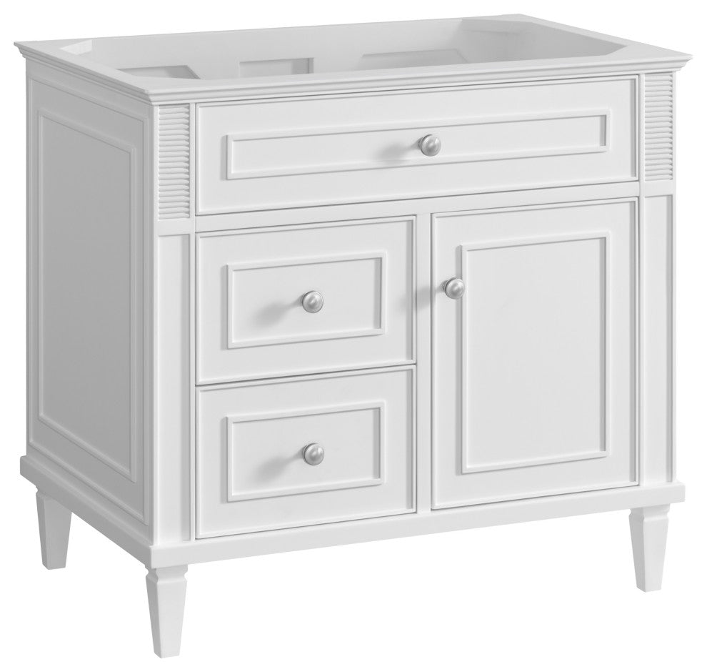 Lorelai 36" Single Vanity, Bright White, 3 CM White Zeus Top
