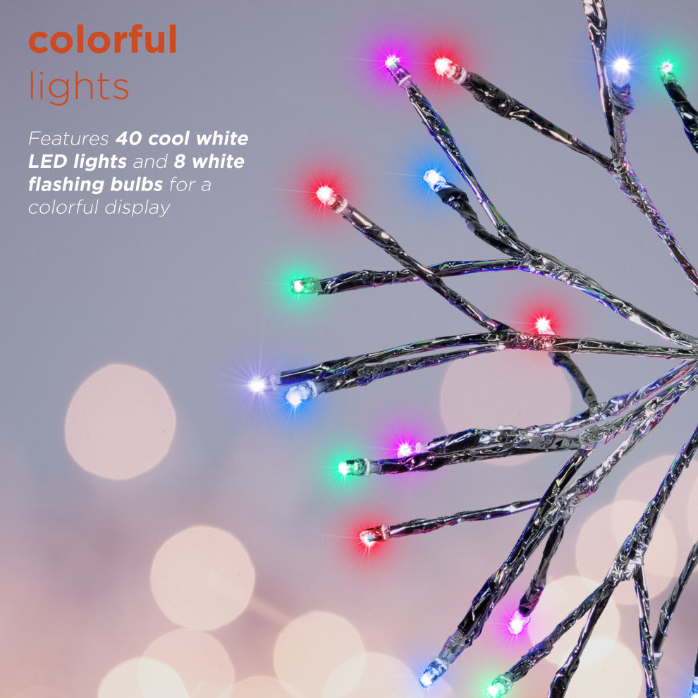 10"H Indoor Christmas Snowflake Ornament with Multi-Colored LED Lights, Silver