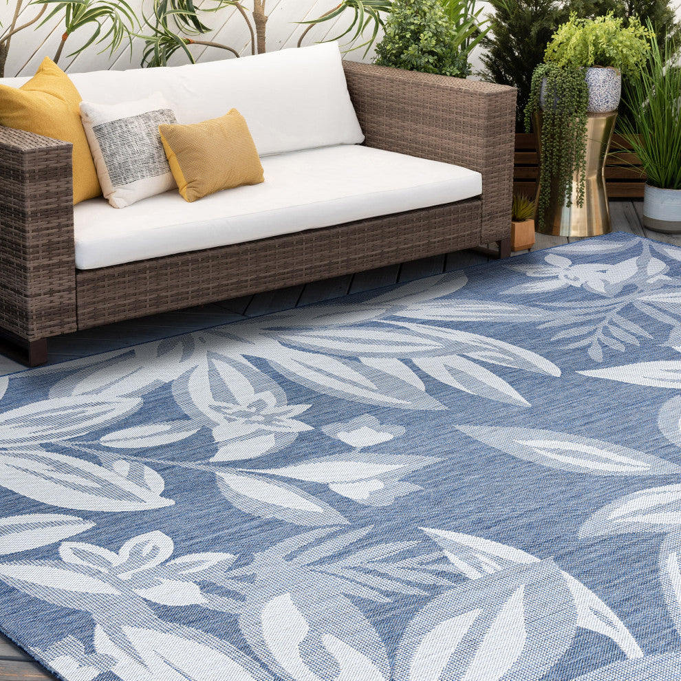 Edda Transitional Floral Indoor Rug, Blue/Cream, 7'11"x10'3"
