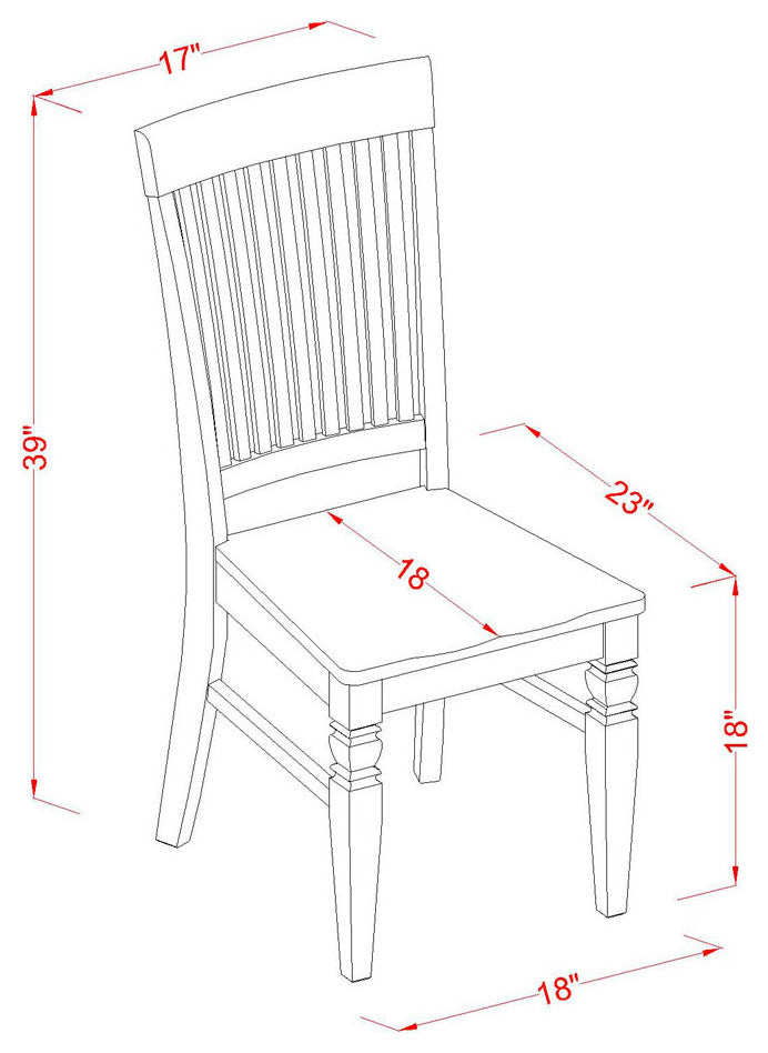 5Pc Dinette Set, Wood Table, 4 Chairs, Solid Wood Seat, Buttermilk-Cherry