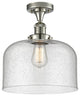 X-Large Bell 1-Light Semi-Flush Mount, Polished Nickel, Seedy