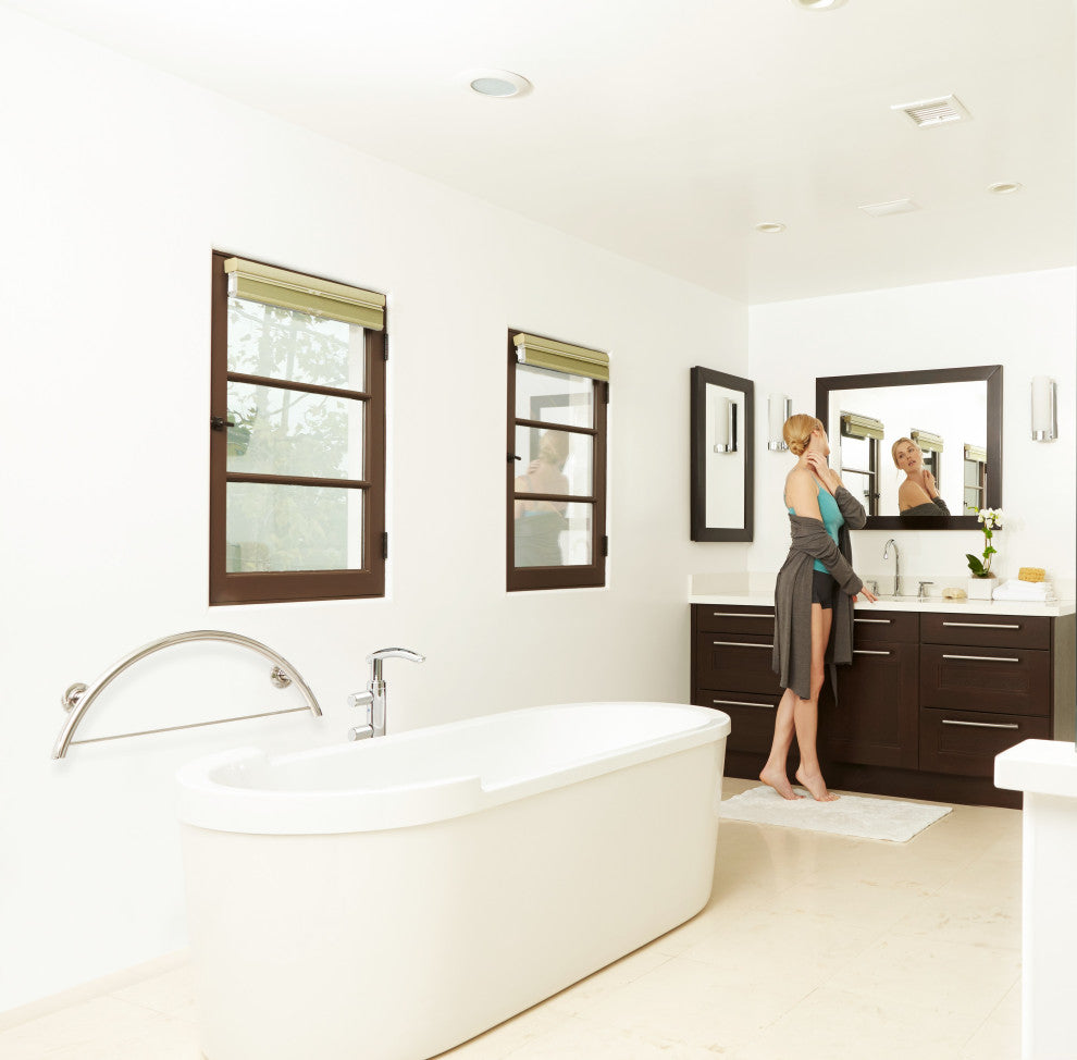 30" Half-Moon Curved Shower Grab Bar With Towel Bar, Polished Stainless