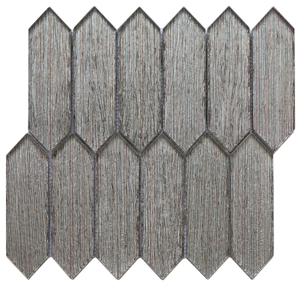 Windey 10.9"x11.3" Hexagon Laminated Glass Mosaic Wall Tile, Brown, Box of 11