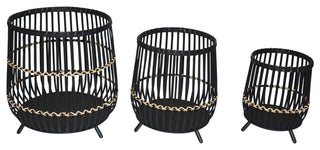 19/17/13" Bamboo Planters, Black