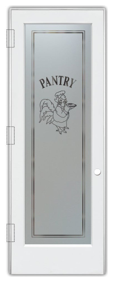 Pantry Door - Rooster Chef - Primed - 30" x 84" - Knob on Right - Push Open