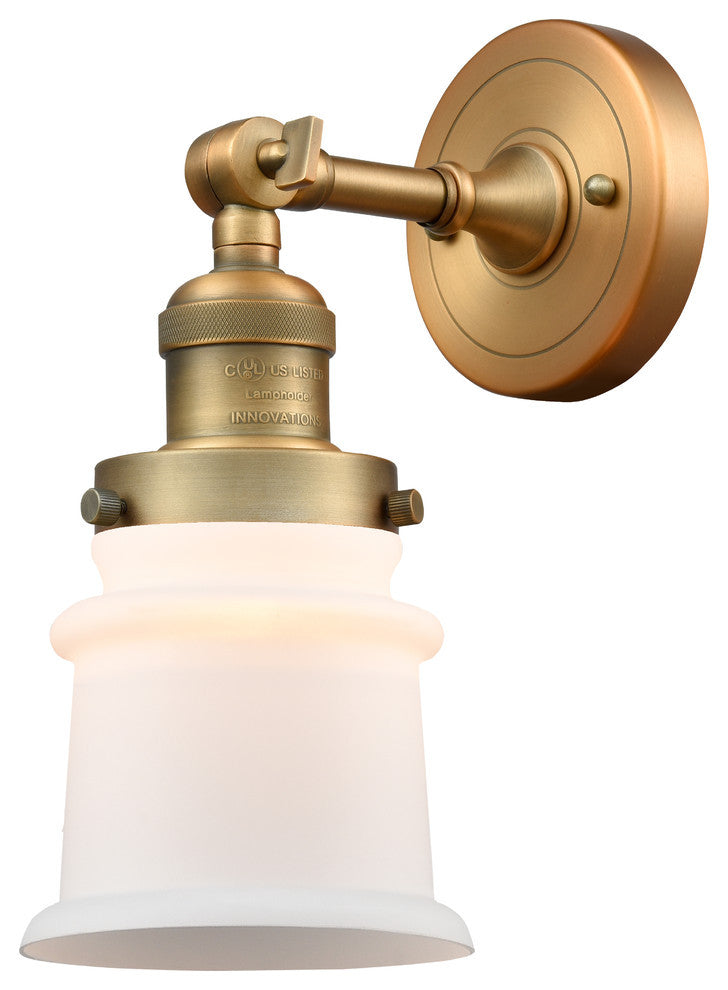 Small Canton 1-Light Sconce, Brushed Brass, Matte White