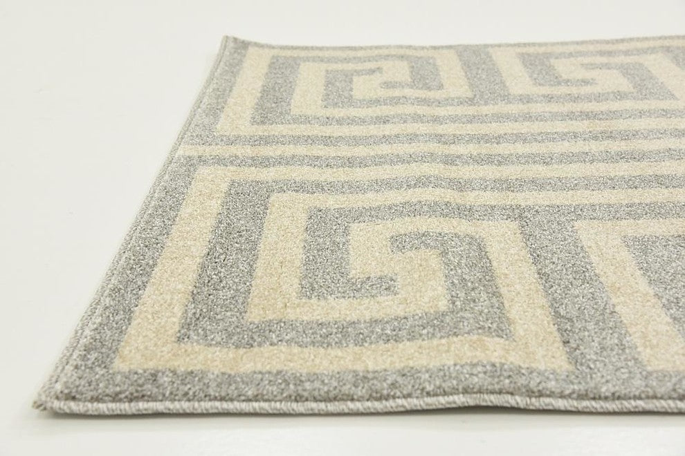 Unique Loom Gray Athens Greek Key 3' 3 x 5' 3 Area Rug