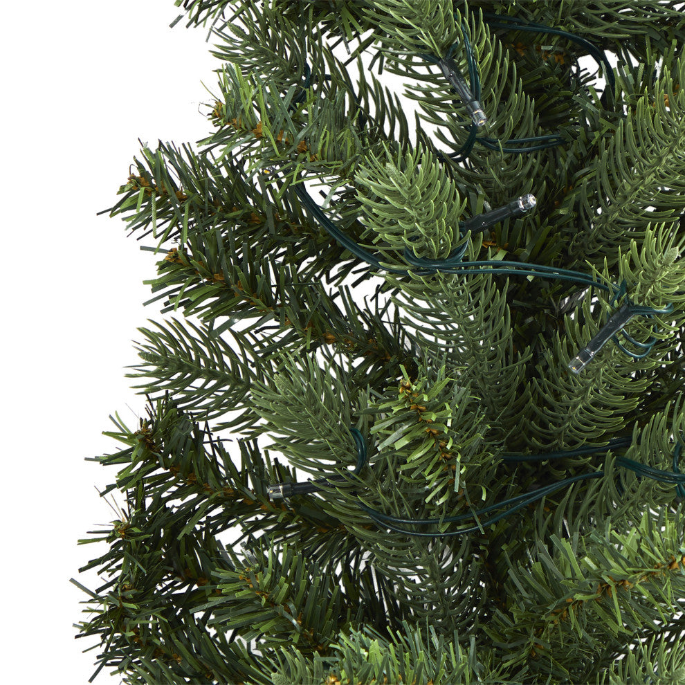 3' Flat Back Wall Hanging Artificial Christmas Tree With 35 Clear LED Lights