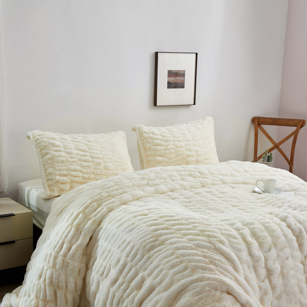 Home Soft Things 3 Piece Shar Pei Faux Fur Set, 92" X 90