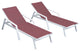 LeisureMod Marlin Patio Chaise Lounge Chair White Arms Set of 2, Burgundy