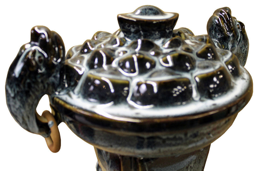 Blue Glaze Ceramic Dragon Ingot Ding Shape Figure cs2441