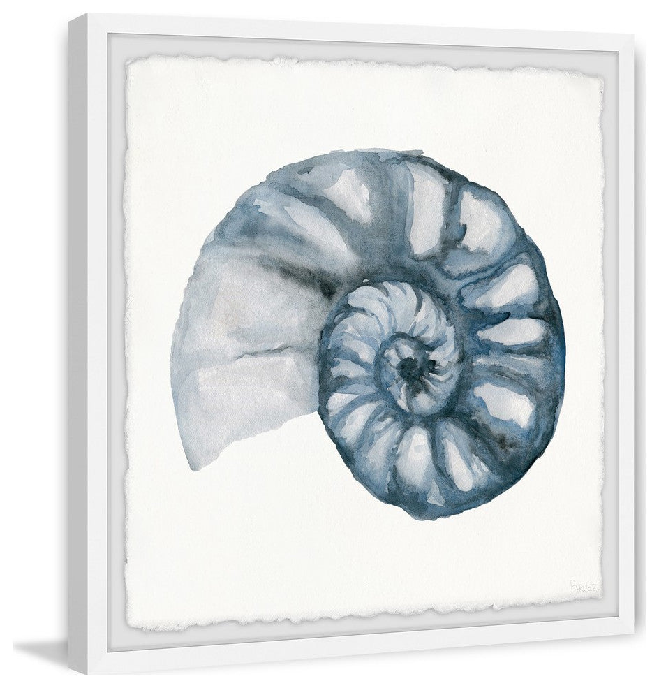 "Shell in Blue" Framed Painting Print, 32"x32"