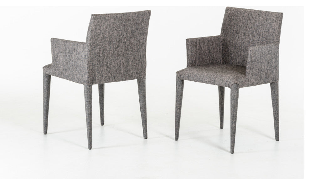 33" Grey Fabric And Metal Dining Chair