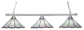 Square 3-Light Bar, Brushed Nickel/Pearl & Black Flair Art