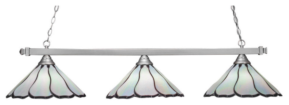 Square 3-Light Bar, Brushed Nickel/Pearl & Black Flair Art