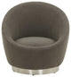 Safavieh Couture Pippa Faux Lamb Wool Swivel Chair, Dark Grey/Silver