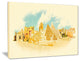 "Cairo Panoramic View" Cityscape Watercolor Canvas Print, 40"x30"