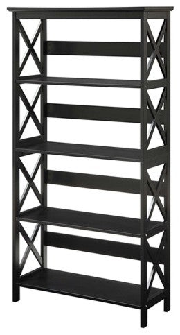 Glossy 5-Shelf Bookcase, Black