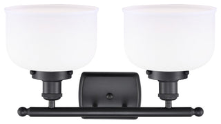 Large Bell 2-Light Bath Vanity-Light, Matte Black, Matte White