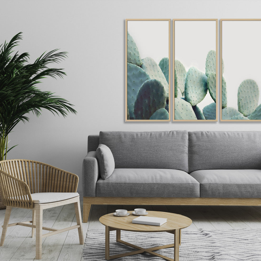 Pastel Cactus Framed 3-Piece Wall Art Set by Kathrin Pienaar, 12"x24", Framed