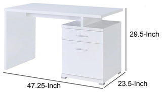 Benzara BM156222 Gorgeous white Wooden desk with cabinet