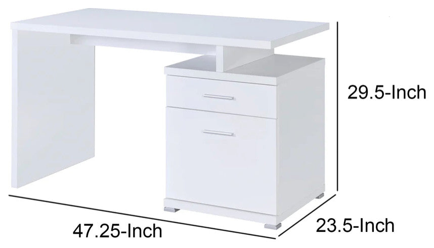 Benzara BM156222 Gorgeous white Wooden desk with cabinet