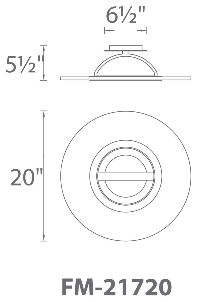 Elektron LED Semi-Flush Mount 3000K, Black, 20"