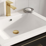 Celios Bathroom Vanity, Black with Brass Trim, 24", Single Sink, Freestanding