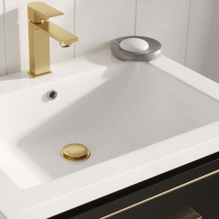 Celios Bathroom Vanity, Black with Brass Trim, 24", Single Sink, Freestanding