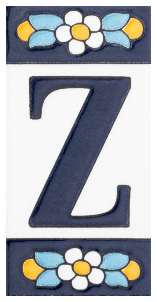 Sevillano Flora Letters 2-1/8 in. x 4-3/8 in. Ceramic Wall Tile, Z