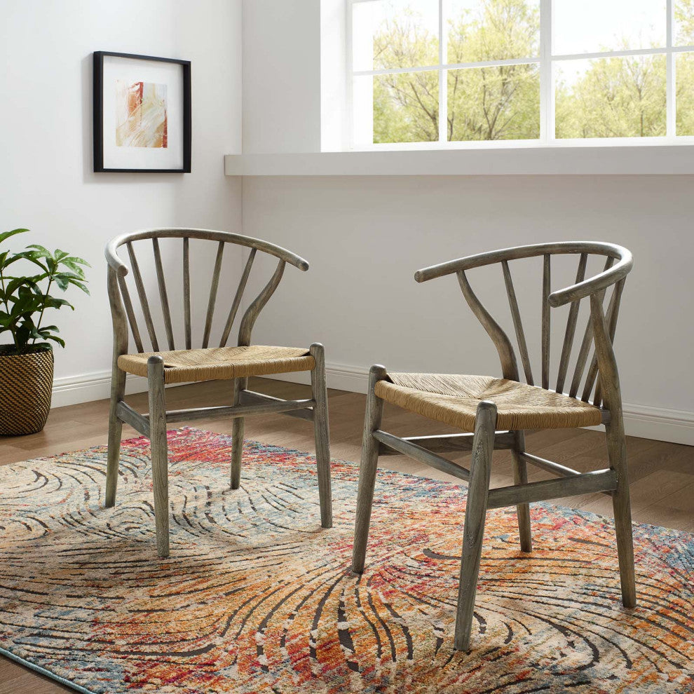 Flourish Spindle Wood Dining Side Chair Set of 2 - Gray