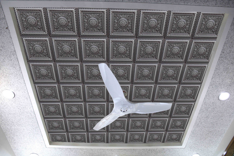 Antique Silver 3D Ceiling Panels, 2'x2', 4 Sq Ft