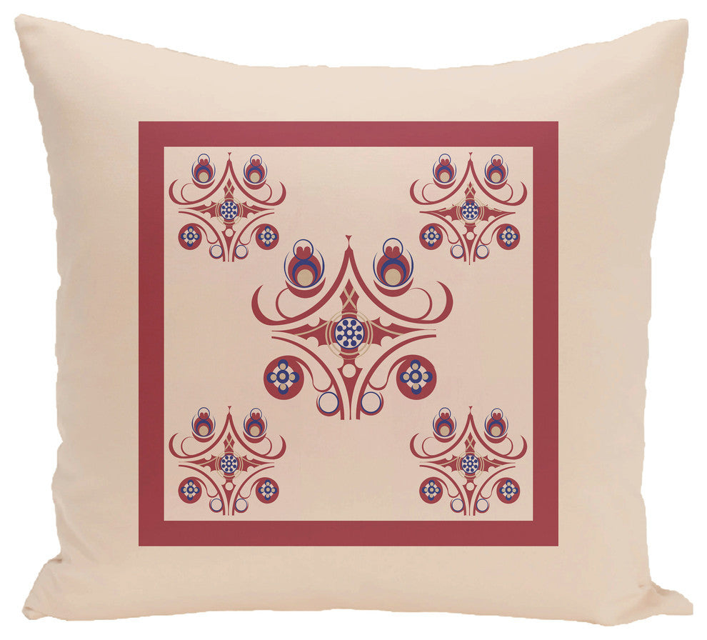 Hanky Print Geometric Print Pillow, Brick, 18"x18"
