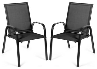 2PCS Patio Chairs Outdoor Dining Chair, Durable Garden Deck Yard with Armrest Black