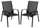 2PCS Patio Chairs Outdoor Dining Chair Durable Garden Deck Yard W/Armrest Black