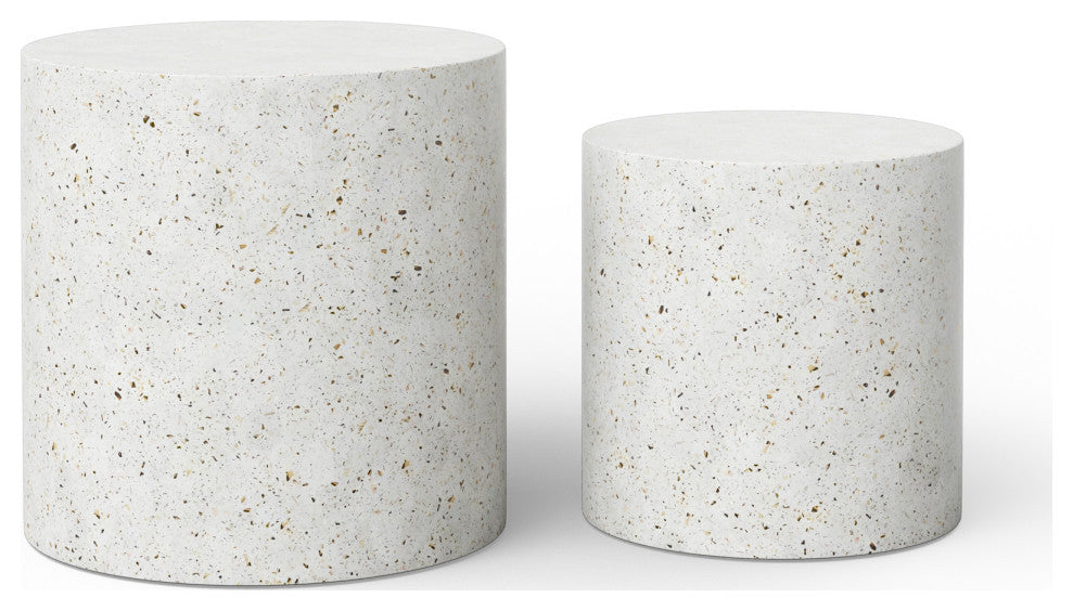 Mixx, Una Pedestal, 2-Piece Set, Ivory Terrazzo