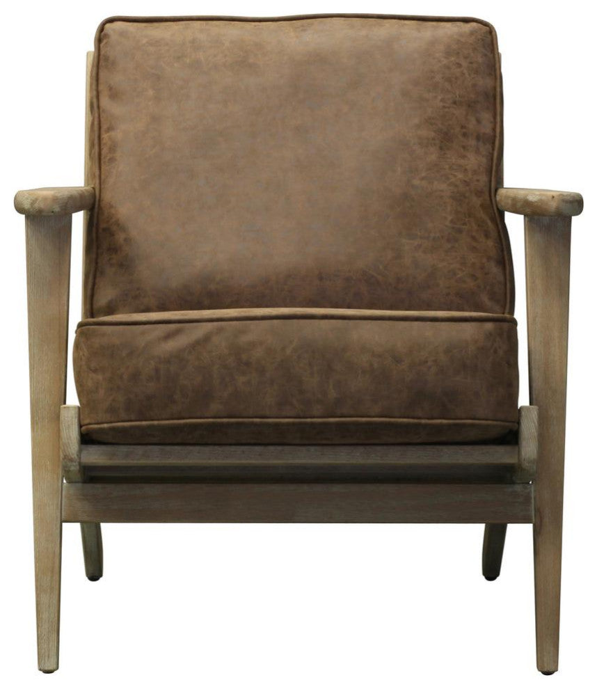 Albert PU Leather Accent Chair - Nubuck Chocolate Brown