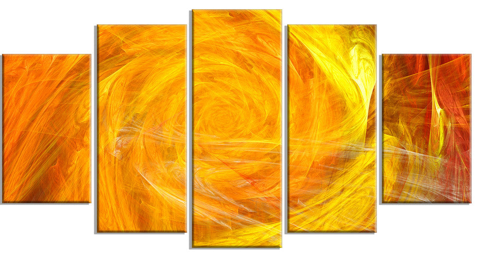 Mystic Abstract Fractal Rose, Contemporary Wall Art Canvas, 60"x32", 5 Panels