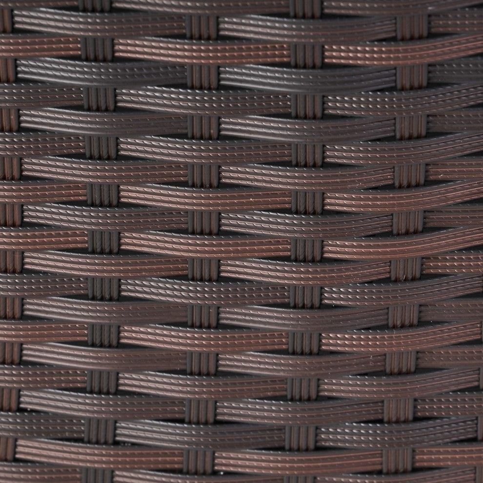 Boden Outdoor Wicker Ottoman With Cushion, Brown/Textured Beige