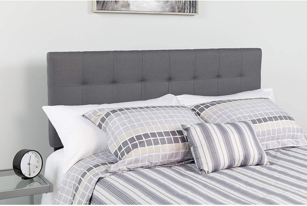 Contemporary Tufted Upholstered Headboard, Grey, King