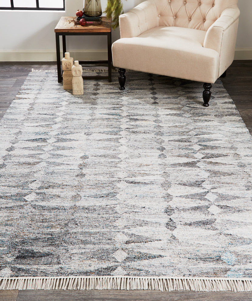 Weave & Wander Elstow Eco-Friendly Moroccan Diamond Rug, Gray, 9'6"x13'6"