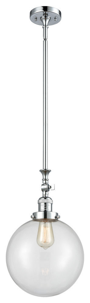 X-Large Beacon 1-Light Mini Pendant, Polished Chrome, Clear