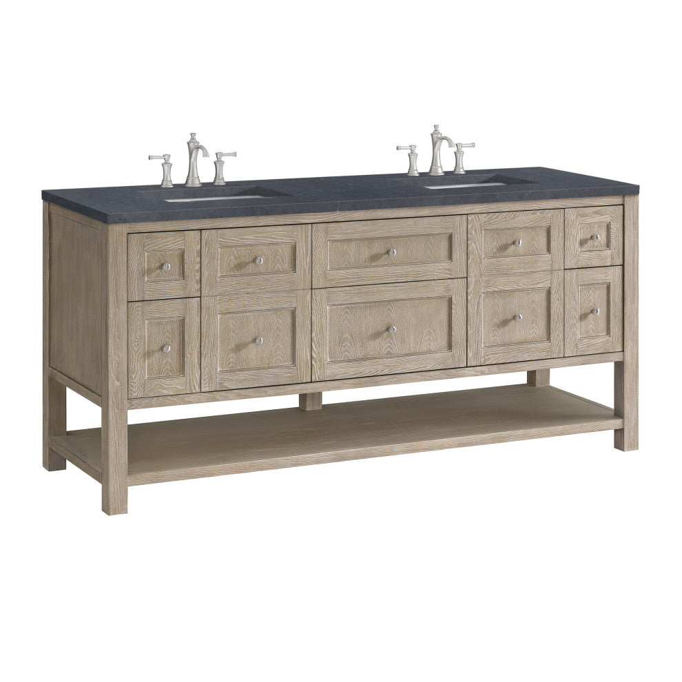 Breckenridge 72" Double Vanity, Oak, 3 CM Charcoal Soapstone Top