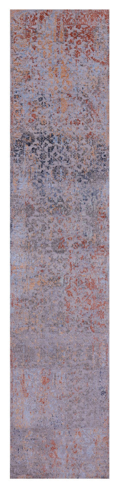2' 6" X 11' 10" Runner Wool & Silk Persian Handmade Rug - Q15816
