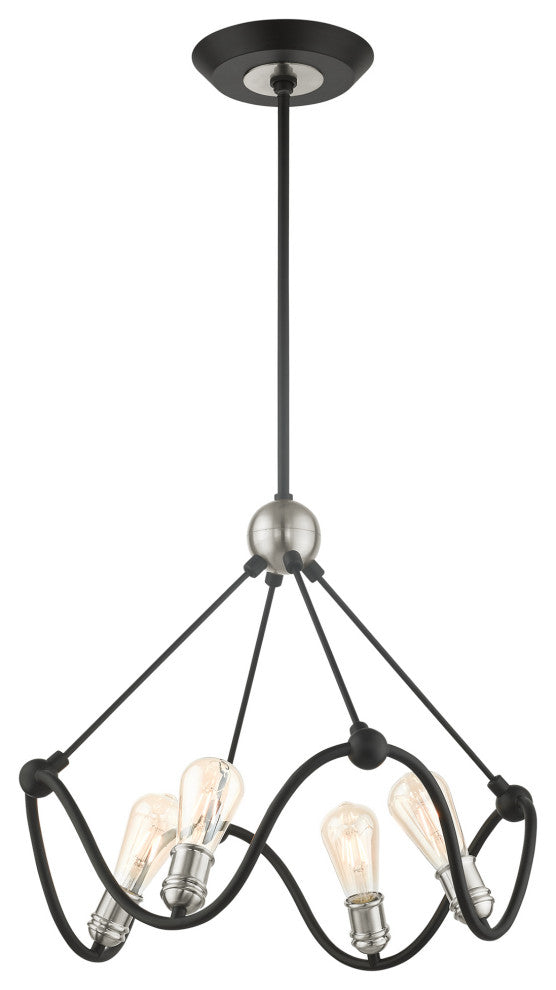 Textured Black With Brushed Nickel Accents, Contemporary, Industrial, Chandelier