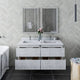 Formosa Modern 48" Rustic White Wall Hung Double Sink Vanity Set, Faucet Fft1040
