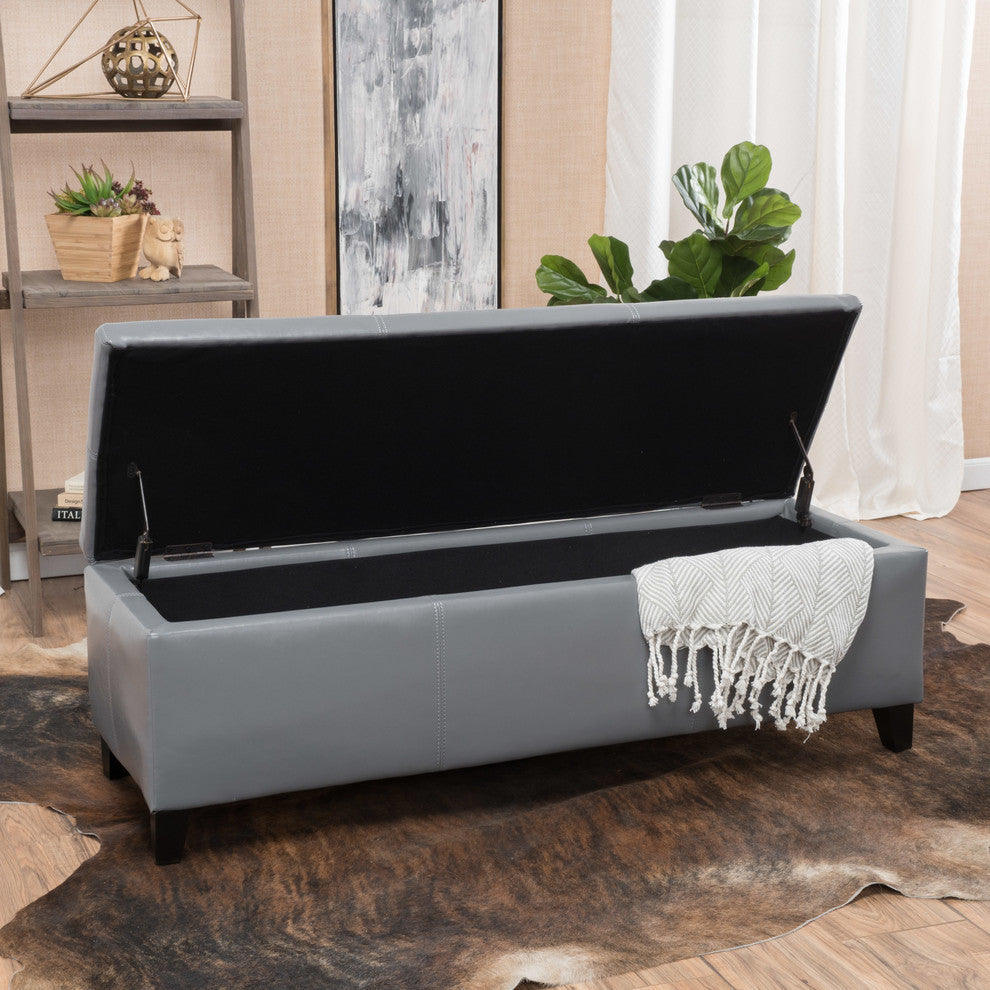 GDF Studio Sarelia Bonded Leather Storage Ottoman Bench