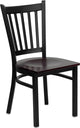 Black Vertical Back Metal Restaurant Chair, Mahogany Wood Seat